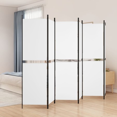 vidaXL 6-tlg. Paravent Weiß 300x180 cm Stoff