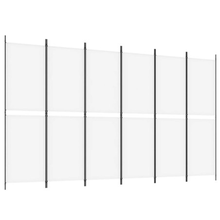 vidaXL 6-tlg. Paravent Weiß 300x180 cm Stoff