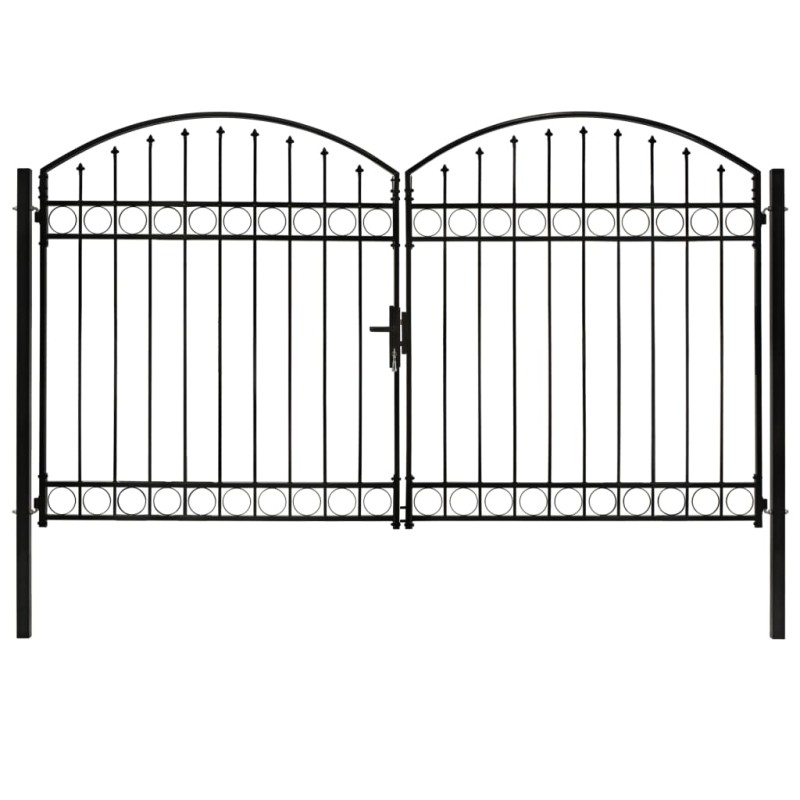 vidaXL Zauntor Doppelflügel Gewölbte Spitze Stahl 300x200 cm Schwarz vidaXL Zauntor Doppelflügel Gewölbte Spitze Stahl 300x200 cm Schwarz
