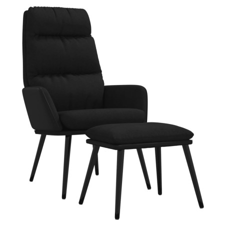vidaXL Relaxsessel mit Hocker Schwarz Stoff und Kunstleder