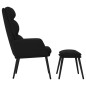 vidaXL Relaxsessel mit Hocker Schwarz Stoff und Kunstleder vidaXL Relaxsessel mit Hocker Schwarz Stoff und Kunstleder