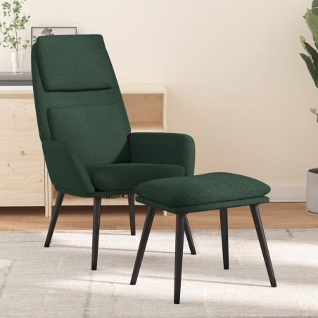 vidaXL Relaxsessel mit Hocker Dunkelgrün Stoff
