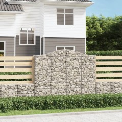 vidaXL Gabionen mit Hochbogen 11 Stk 200x30x160/180cm Verzinktes Eisen