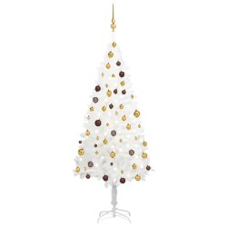 Künstlicher Weihnachtsbaum mit LEDs & Kugeln Weiß 180 cm