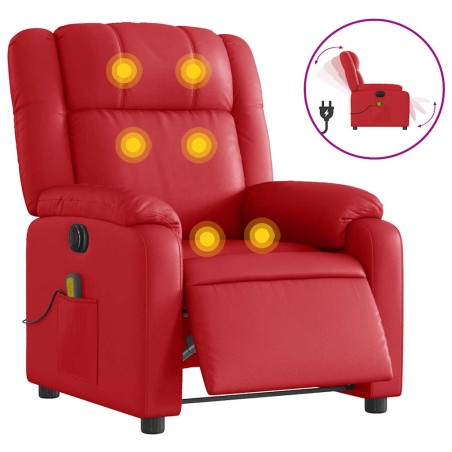 vidaXL Massagesessel Elektrisch Rot Kunstleder