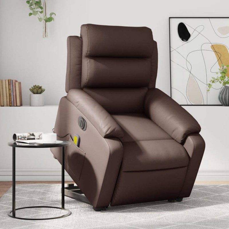vidaXL Massagesessel mit Aufstehhilfe Elektrisch Braun Kunstleder vidaXL Massagesessel mit Aufstehhilfe Elektrisch Braun Kunstleder