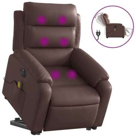 vidaXL Massagesessel mit Aufstehhilfe Elektrisch Braun Kunstleder
