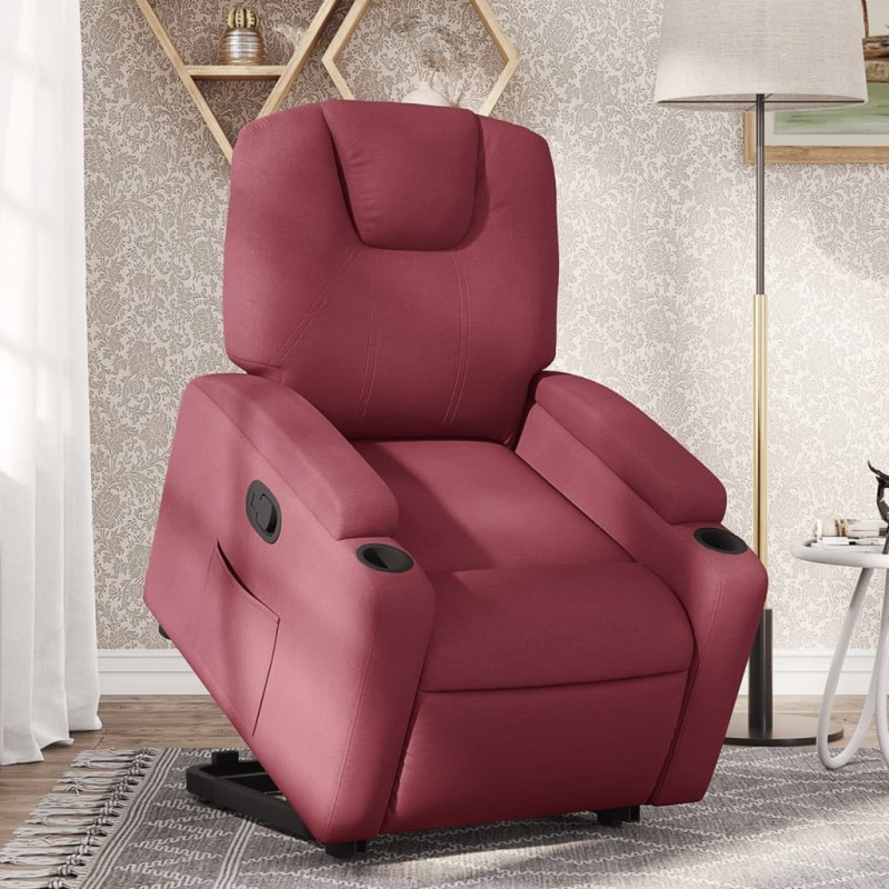 vidaXL Relaxsessel mit Aufstehhilfe Weinrot Stoff vidaXL Relaxsessel mit Aufstehhilfe Weinrot Stoff