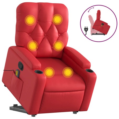 vidaXL Massagesessel mit Aufstehhilfe Rot Kunstleder