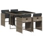 vidaXL 5-tlg. Garten-Essgruppe mit Kissen Grau Poly Rattan vidaXL 5-tlg. Garten-Essgruppe mit Kissen Grau Poly Rattan