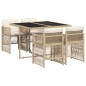 vidaXL 5-tlg. Garten-Essgruppe mit Kissen Beige Poly Rattan vidaXL 5-tlg. Garten-Essgruppe mit Kissen Beige Poly Rattan