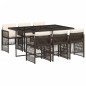 vidaXL 7-tlg. Garten-Essgruppe mit Kissen Braun Poly Rattan