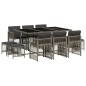 vidaXL 11-tlg. Garten-Essgruppe mit Kissen Grau Poly Rattan vidaXL 11-tlg. Garten-Essgruppe mit Kissen Grau Poly Rattan