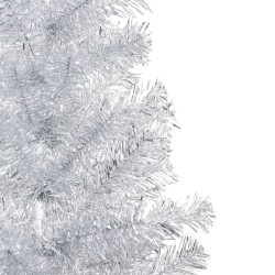 Künstlicher Weihnachtsbaum mit LEDs & Kugeln Silbern 150 cm PET