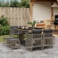 vidaXL 9-tlg. Garten-Essgruppe mit Kissen Grau Poly Rattan vidaXL 9-tlg. Garten-Essgruppe mit Kissen Grau Poly Rattan