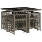 vidaXL 9-tlg. Garten-Essgruppe mit Kissen Grau Poly Rattan vidaXL 9-tlg. Garten-Essgruppe mit Kissen Grau Poly Rattan
