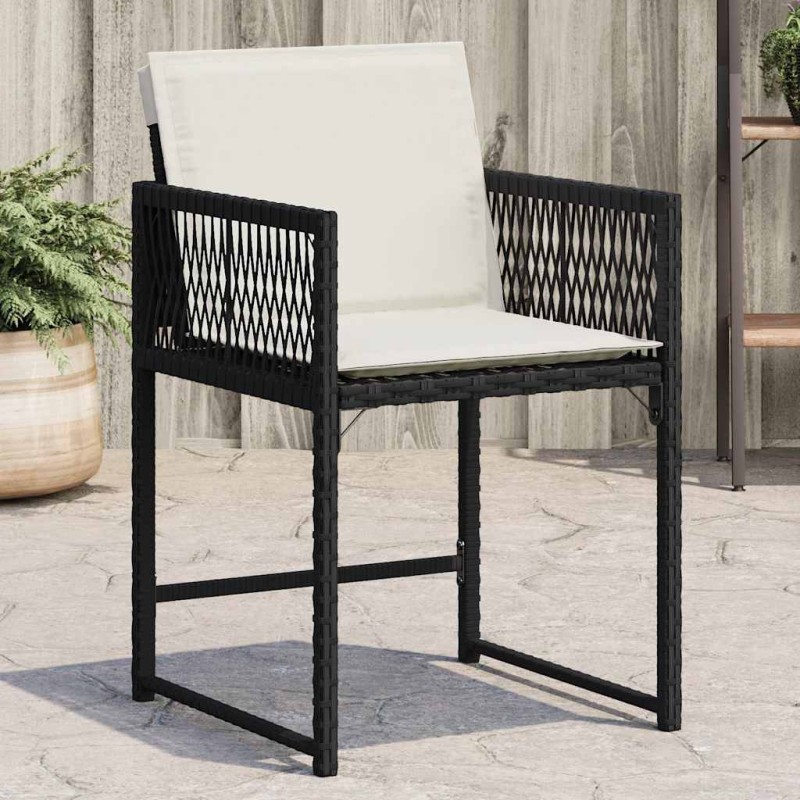 vidaXL Gartenstühle mit Kissen 4 Stk. Schwarz Poly Rattan vidaXL Gartenstühle mit Kissen 4 Stk. Schwarz Poly Rattan
