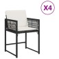 vidaXL Gartenstühle mit Kissen 4 Stk. Schwarz Poly Rattan vidaXL Gartenstühle mit Kissen 4 Stk. Schwarz Poly Rattan