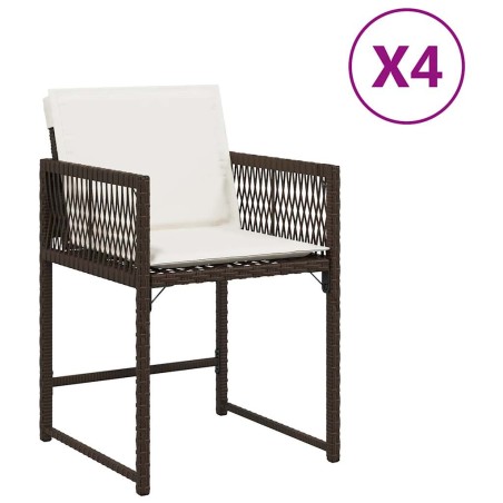 vidaXL Gartenstühle mit Kissen 4 Stk. Braun Poly Rattan