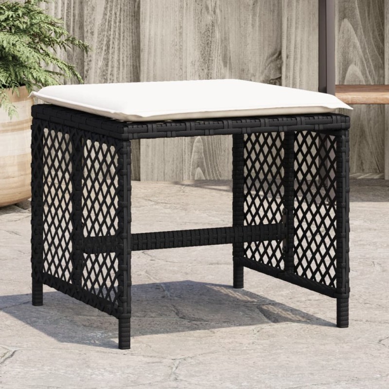 vidaXL Gartenhocker mit Kissen 4 Stk. Schwarz 41x41x36 cm Poly Rattan vidaXL Gartenhocker mit Kissen 4 Stk. Schwarz 41x41x36 cm Poly Rattan