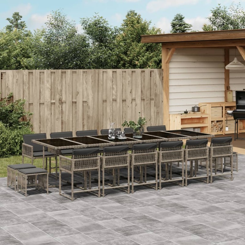 vidaXL 17-tlg. Garten-Essgruppe mit Kissen Grau Poly Rattan vidaXL 17-tlg. Garten-Essgruppe mit Kissen Grau Poly Rattan