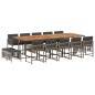 vidaXL 15-tlg. Garten-Essgruppe mit Kissen Grau Poly Rattan vidaXL 15-tlg. Garten-Essgruppe mit Kissen Grau Poly Rattan