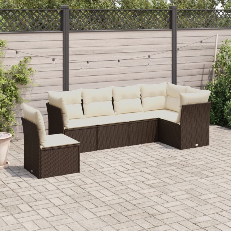 vidaXL 7-tlg. Garten-Sofagarnitur mit Kissen Braun Poly Rattan vidaXL 7-tlg. Garten-Sofagarnitur mit Kissen Braun Poly Rattan
