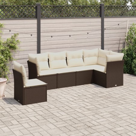 vidaXL 7-tlg. Garten-Sofagarnitur mit Kissen Braun Poly Rattan