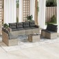 vidaXL 9-tlg. Garten-Sofagarnitur mit Kissen Hellgrau Poly Rattan vidaXL 9-tlg. Garten-Sofagarnitur mit Kissen Hellgrau Poly Rattan