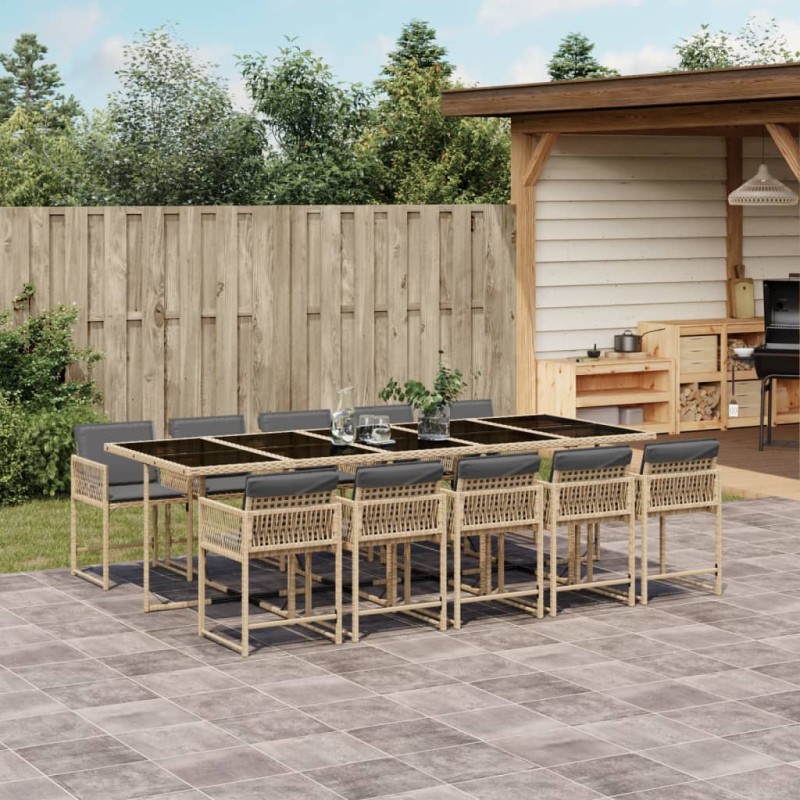 vidaXL 11-tlg. Garten-Essgruppe mit Kissen Beigemischung Poly Rattan vidaXL 11-tlg. Garten-Essgruppe mit Kissen Beigemischung Poly Rattan
