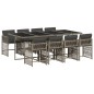 vidaXL 9-tlg. Garten-Essgruppe mit Kissen Grau Poly Rattan vidaXL 9-tlg. Garten-Essgruppe mit Kissen Grau Poly Rattan