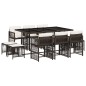 vidaXL 11-tlg. Garten-Essgruppe mit Kissen Braun Poly Rattan vidaXL 11-tlg. Garten-Essgruppe mit Kissen Braun Poly Rattan