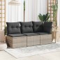 vidaXL Gartensofa mit Kissen 3-Sitzer Hellgrau Poly Rattan vidaXL Gartensofa mit Kissen 3-Sitzer Hellgrau Poly Rattan