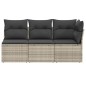 vidaXL Gartensofa mit Kissen 3-Sitzer Hellgrau Poly Rattan vidaXL Gartensofa mit Kissen 3-Sitzer Hellgrau Poly Rattan