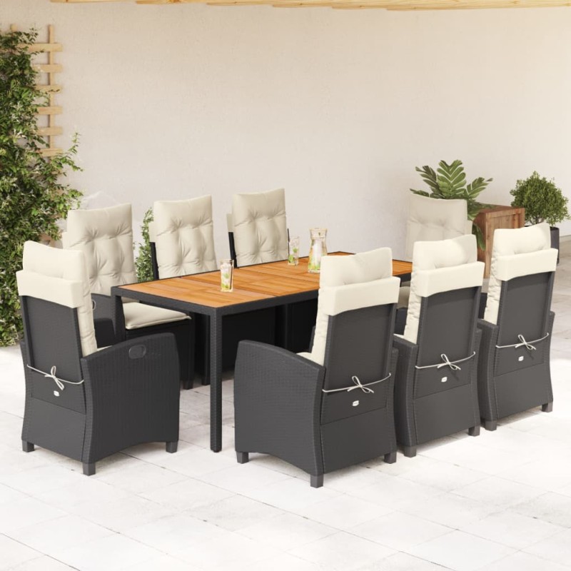 vidaXL 9-tlg. Garten-Essgruppe mit Kissen Schwarz Poly Rattan vidaXL 9-tlg. Garten-Essgruppe mit Kissen Schwarz Poly Rattan