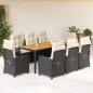 vidaXL 9-tlg. Garten-Essgruppe mit Kissen Schwarz Poly Rattan vidaXL 9-tlg. Garten-Essgruppe mit Kissen Schwarz Poly Rattan