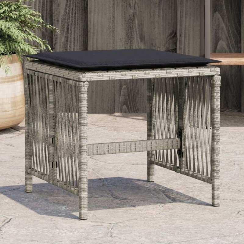 vidaXL Gartenhocker mit Kissen 4 Stk. Hellgrau 41x41x36 cm Poly Rattan vidaXL Gartenhocker mit Kissen 4 Stk. Hellgrau 41x41x36 cm Poly Rattan