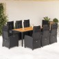 vidaXL 9-tlg. Garten-Essgruppe mit Kissen Schwarz Poly Rattan vidaXL 9-tlg. Garten-Essgruppe mit Kissen Schwarz Poly Rattan