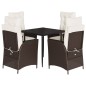 vidaXL 5-tlg. Garten-Essgruppe mit Kissen Braun Poly Rattan vidaXL 5-tlg. Garten-Essgruppe mit Kissen Braun Poly Rattan