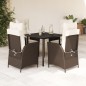 vidaXL 5-tlg. Garten-Essgruppe mit Kissen Braun Poly Rattan vidaXL 5-tlg. Garten-Essgruppe mit Kissen Braun Poly Rattan