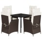 vidaXL 5-tlg. Garten-Essgruppe mit Kissen Braun Poly Rattan vidaXL 5-tlg. Garten-Essgruppe mit Kissen Braun Poly Rattan