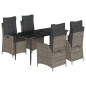 vidaXL 5-tlg. Garten-Essgruppe mit Kissen Grau Poly Rattan vidaXL 5-tlg. Garten-Essgruppe mit Kissen Grau Poly Rattan