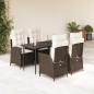 vidaXL 5-tlg. Garten-Essgruppe mit Kissen Braun Poly Rattan vidaXL 5-tlg. Garten-Essgruppe mit Kissen Braun Poly Rattan