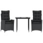 vidaXL 3-tlg. Garten-Essgruppe mit Kissen Schwarz Poly Rattan vidaXL 3-tlg. Garten-Essgruppe mit Kissen Schwarz Poly Rattan