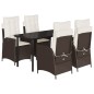 vidaXL 5-tlg. Garten-Essgruppe mit Kissen Braun Poly Rattan vidaXL 5-tlg. Garten-Essgruppe mit Kissen Braun Poly Rattan