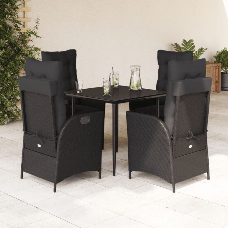 vidaXL 5-tlg. Garten-Essgruppe mit Kissen Schwarz Poly Rattan vidaXL 5-tlg. Garten-Essgruppe mit Kissen Schwarz Poly Rattan