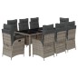 vidaXL 9-tlg. Garten-Essgruppe mit Kissen Grau Poly Rattan vidaXL 9-tlg. Garten-Essgruppe mit Kissen Grau Poly Rattan