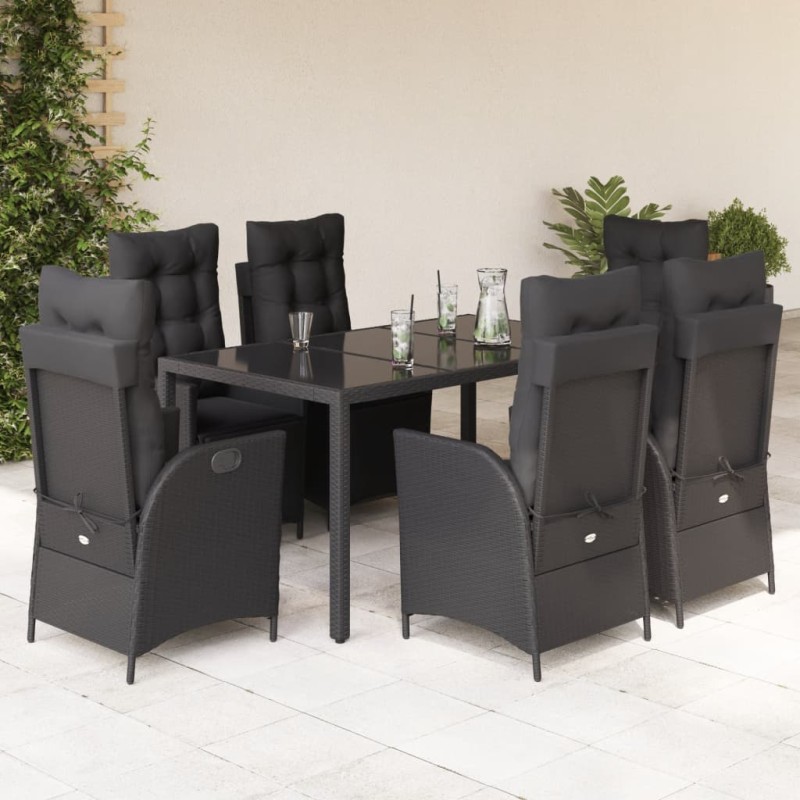 vidaXL 7-tlg. Garten-Essgruppe mit Kissen Schwarz Poly Rattan vidaXL 7-tlg. Garten-Essgruppe mit Kissen Schwarz Poly Rattan