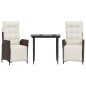 vidaXL 3-tlg. Garten-Essgruppe mit Kissen Braun Poly Rattan vidaXL 3-tlg. Garten-Essgruppe mit Kissen Braun Poly Rattan