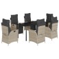 vidaXL 7-tlg. Garten-Essgruppe mit Kissen Hellgrau Poly Rattan vidaXL 7-tlg. Garten-Essgruppe mit Kissen Hellgrau Poly Rattan
